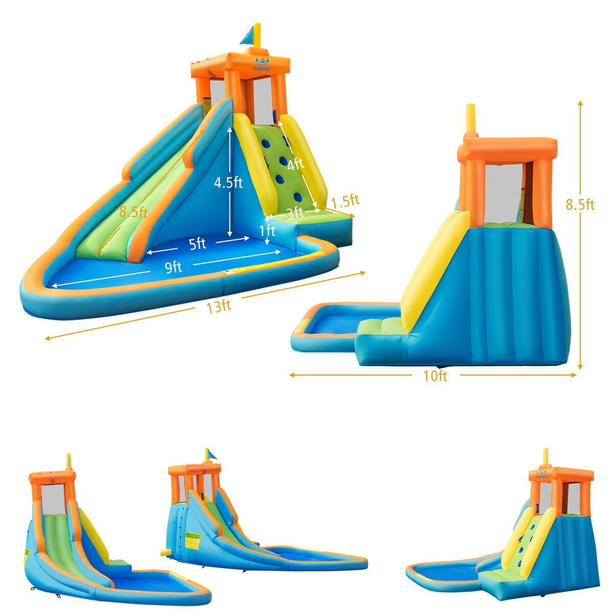 Inflatable Water Slide Bounce House with 740W Blower