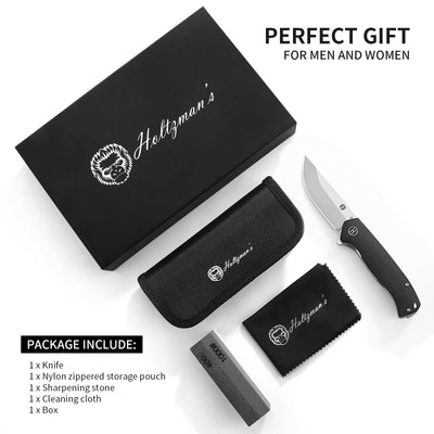 Ultimate Pathfinder Folding Pocket Knife Gift Set for Adventurers (Black & Silver) - Korvel
