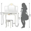 Kids Makeup Dressing Table with Tri-fold Mirror and Stool - White