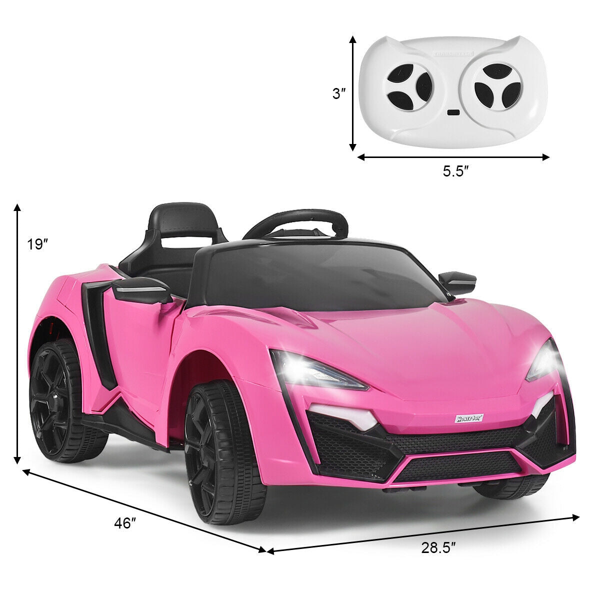 Vehículo Eléctrico RC 12V 2.4G con Luces - Rosa