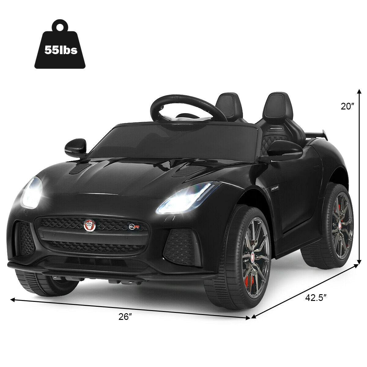 Coche de paseo para niños con licencia Jaguar F-Type SVR de 12V - Negro