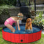 63 Inch Foldable Leakproof Pet Pool for Dogs, Cats, and Kids - Red