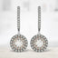14k White and Rose Gold Drop Diamond Earrings with Halo Design