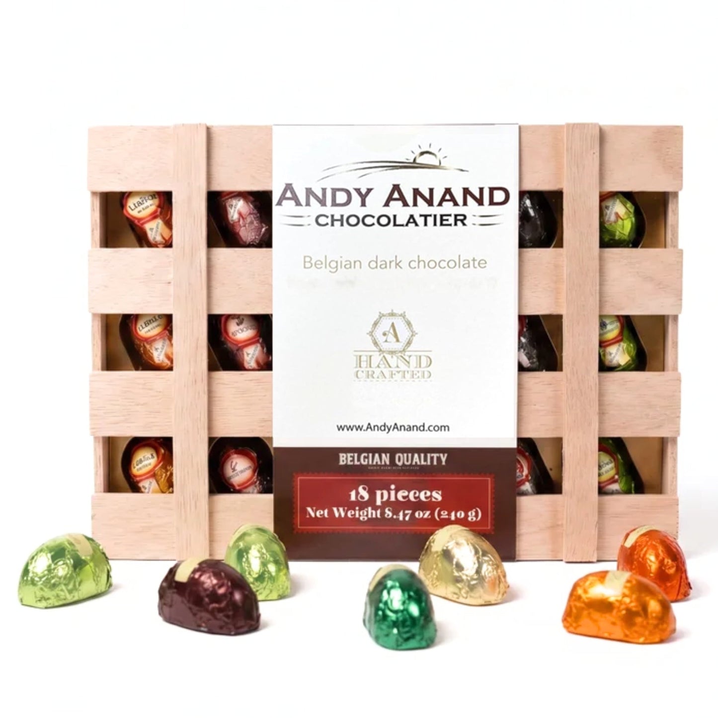 Bouteilles de chocolat noir vegan fourrées à la liqueur Andy Anand - 18 pièces
