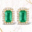 0.91 Carat Genuine Zambian Emerald and Diamond 14K Gold Earrings