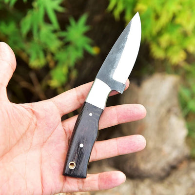 Artisan Crafted 1095 High Carbon Steel Skinning Knife | Elegant Wenge Wood Grip | 7.5 Inches | Premium Leather Sheath - Korvel