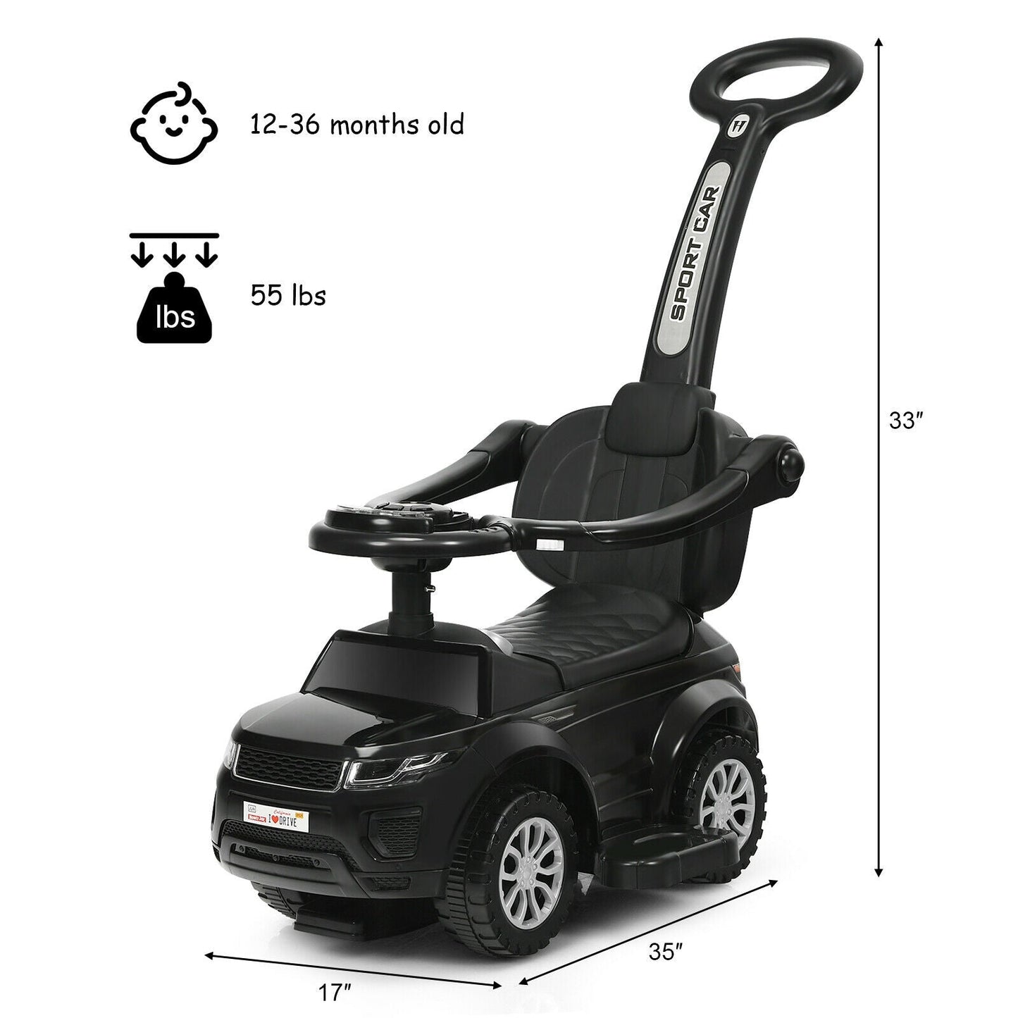 Cochecito para Niños 3 en 1 - Negro