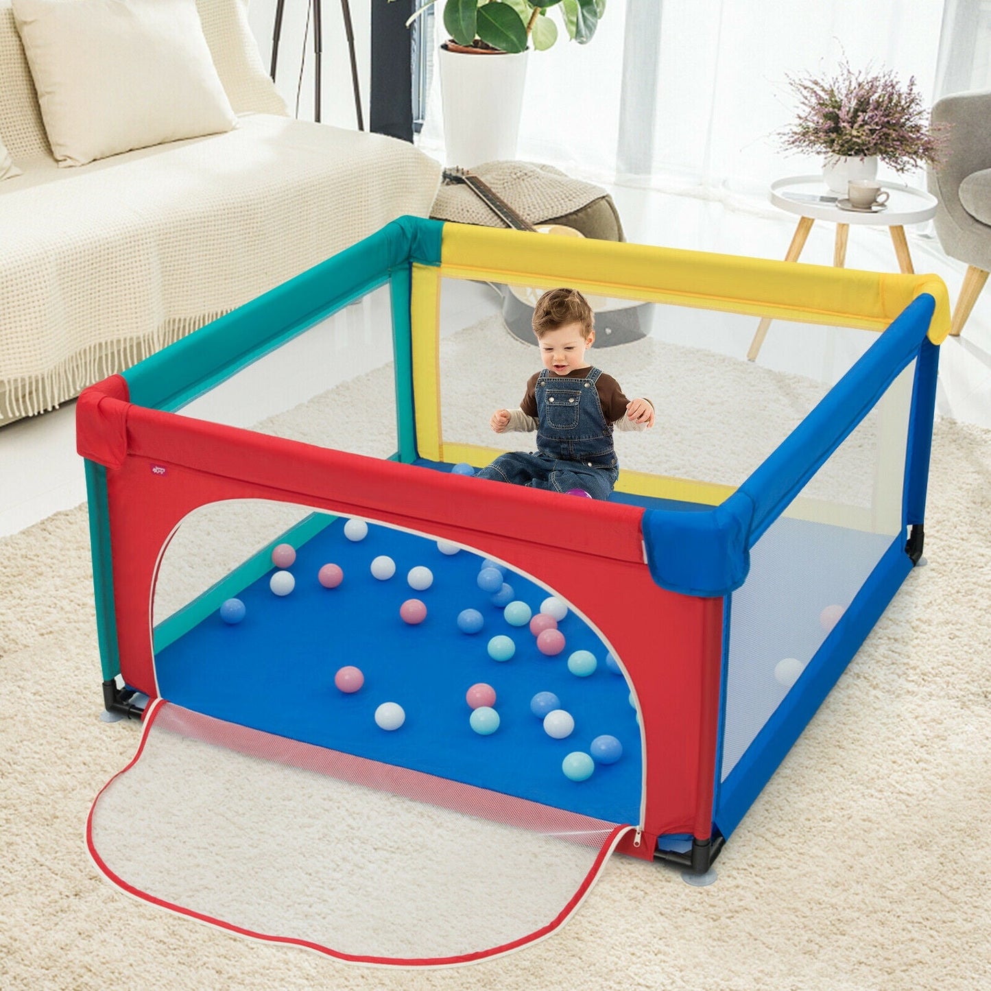 Large Safety Play Center Yard with 50 Balls for Infants
