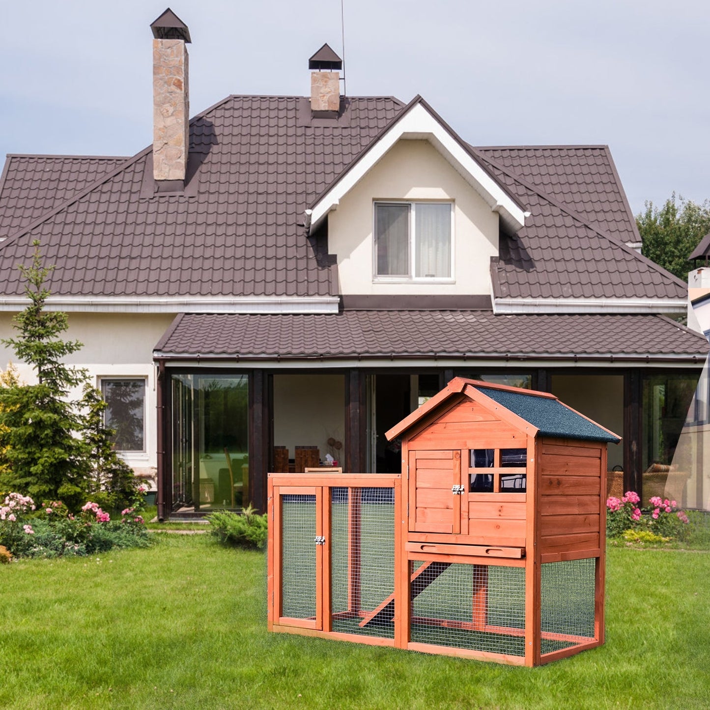 Enclos en bois extérieur premium pour lapins