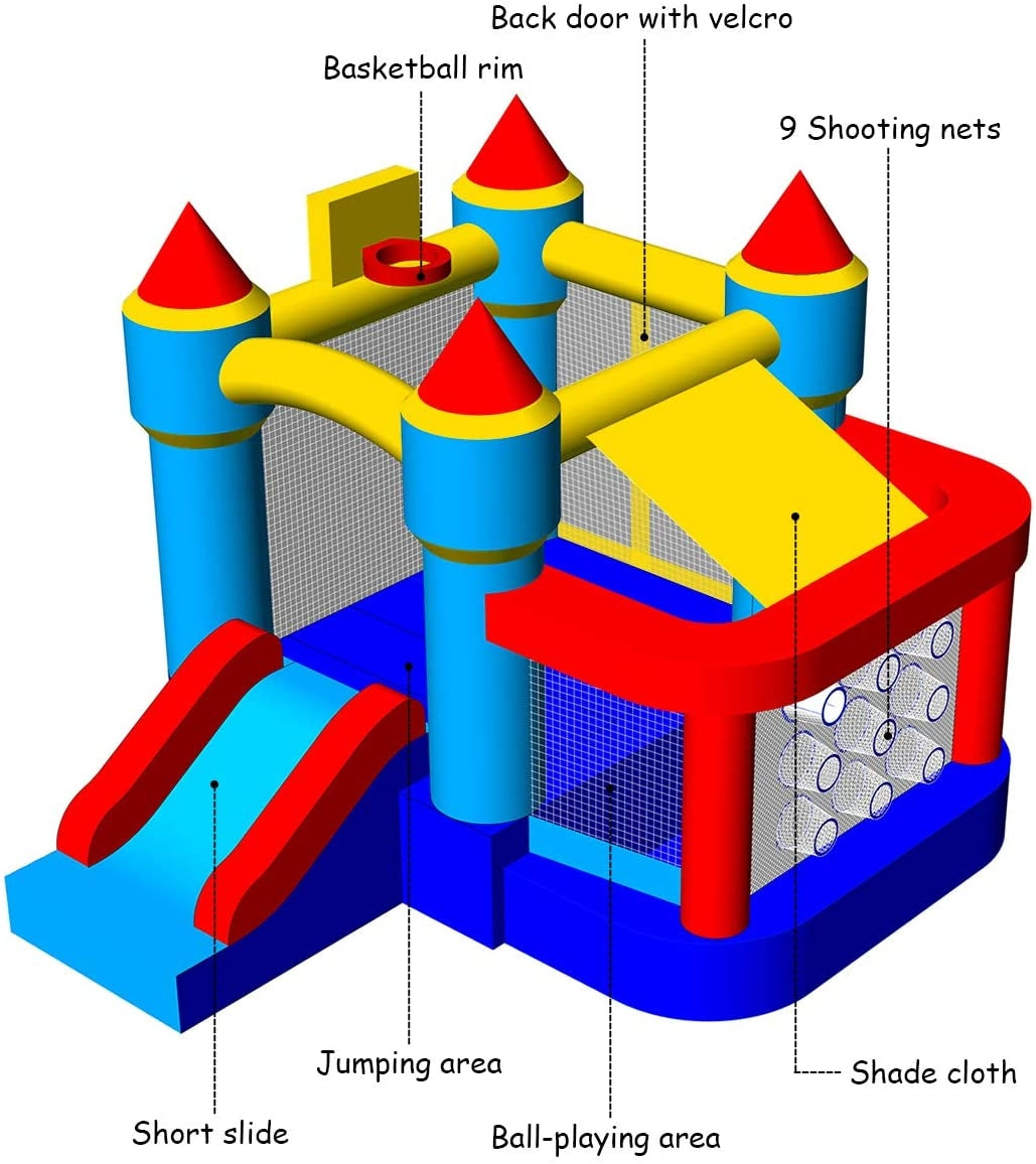 Château Gonflable avec Toboggan et Piscine à Balles