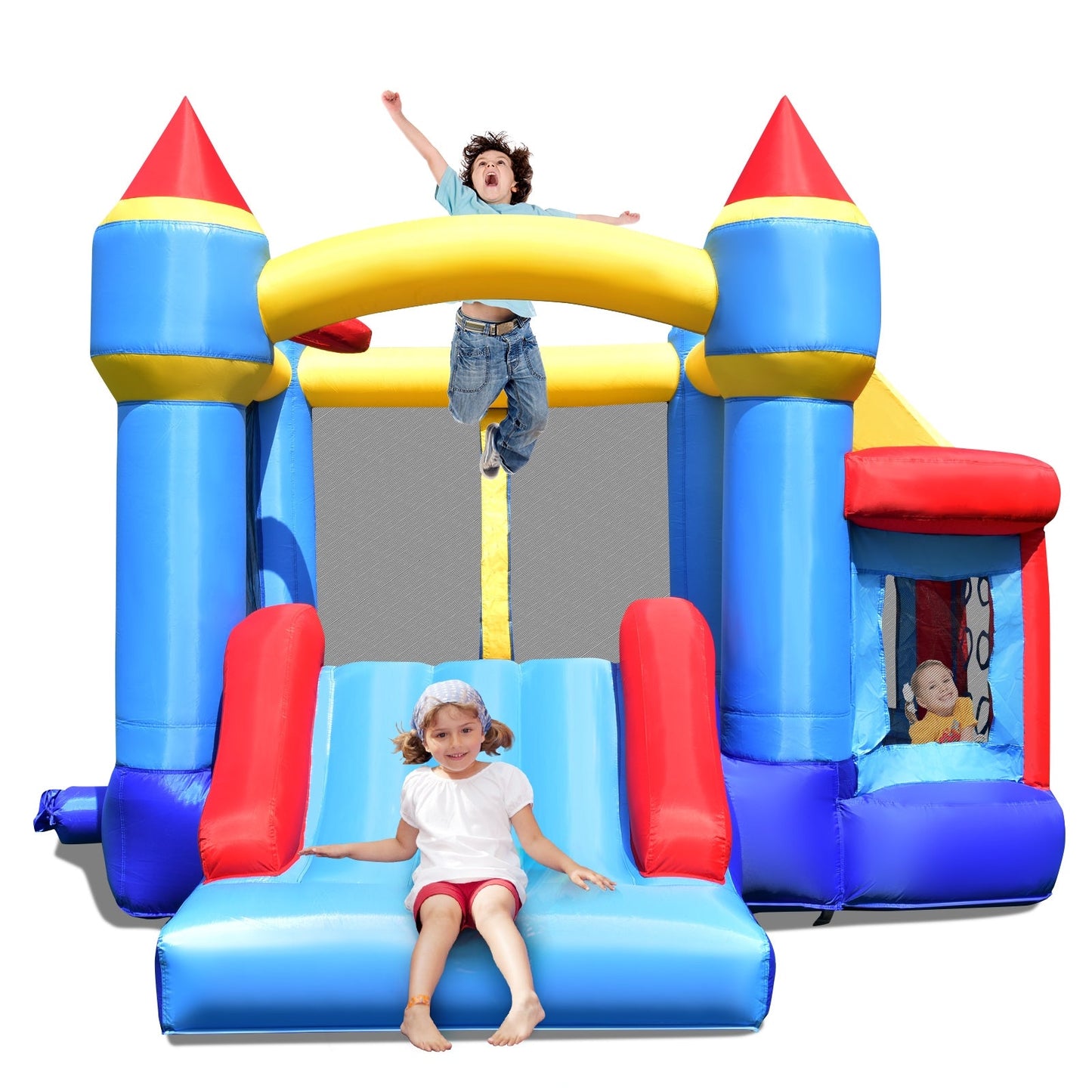 Château Gonflable avec Toboggan et Piscine à Balles