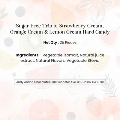 Andy Anand Sugar Free Trio Hard Candy - Strawberry, Orange & Lemon
