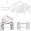 Kids Tri Folding Mirror Makeup Vanity Table Set - White