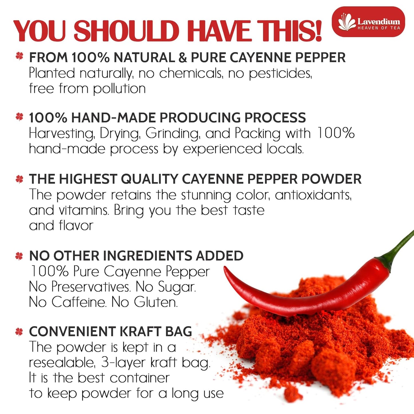 Premium Cayenne Pepper Powder - Pure Ground Red Pepper