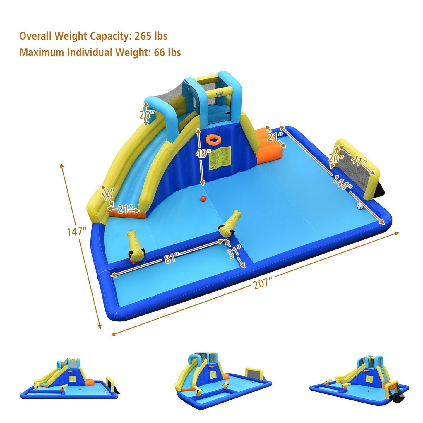 Casa de Salto Inflable 6 en 1 con Tobogán de Agua