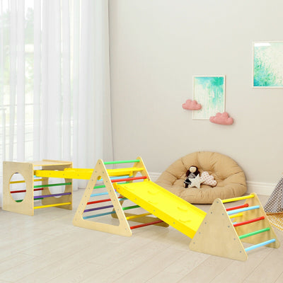 5-in-1 Kids Triangle Climber Play Gym Set with Dual Ramps