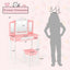Kids Princess Vanity Table and Stool Set - Pink
