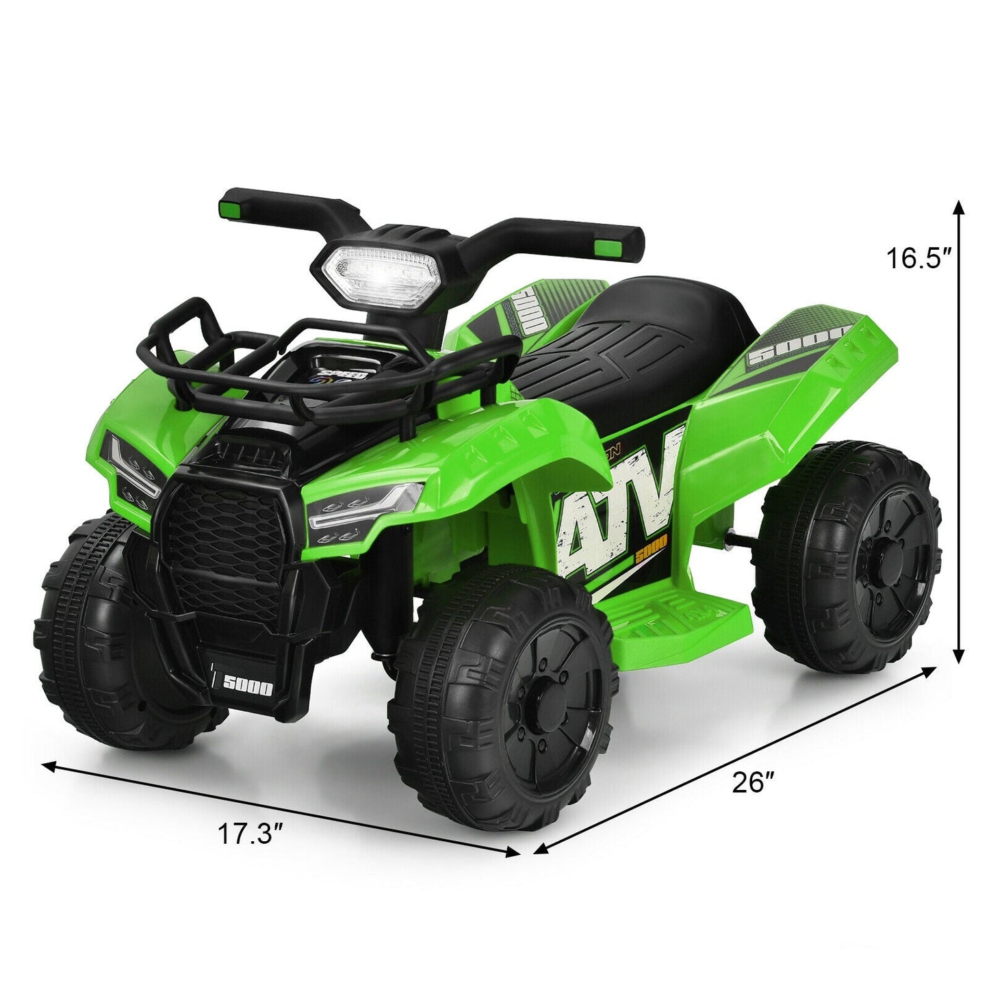 6V Kids ATV Quad Electric Ride On Car with LED Light - Green