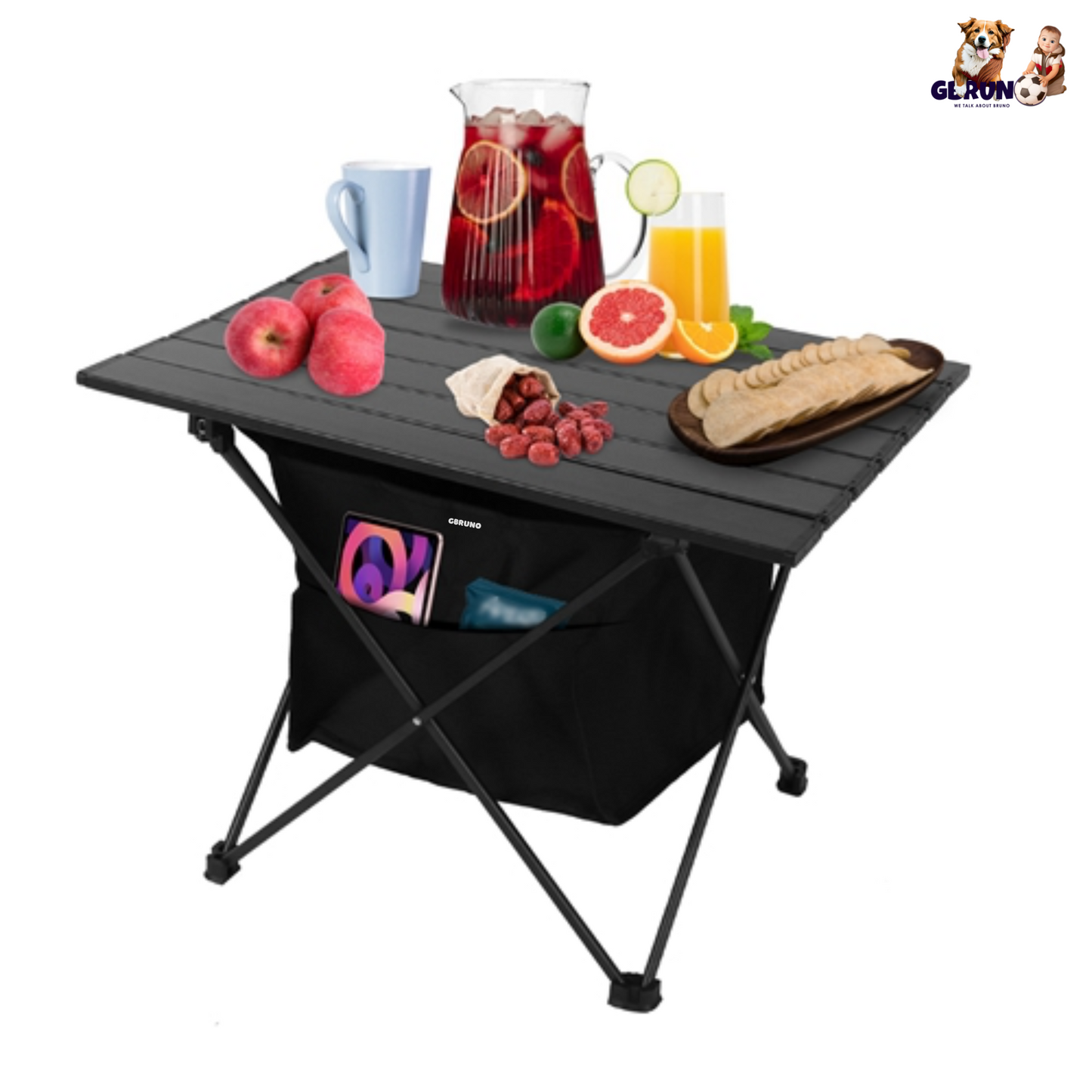 GBruno Foldable Camping Table with Storage Basket