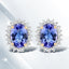 Boucles d'oreilles en tanzanite véritable de 1,71 carat et diamants blancs en or jaune 14K