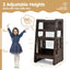 Kids Kitchen Step Stool with Double Safety Rails - Brown
