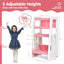 Marchepied de Cuisine pour Enfants avec Double Barrière de Sécurité - Rose