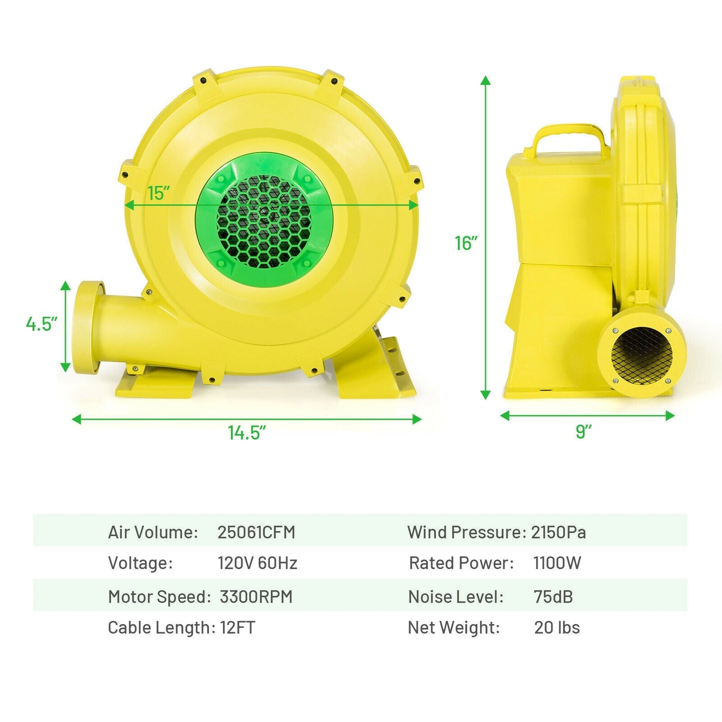 1100W Air Blower for Inflatable Bounce Houses