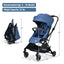 Poussette pour bébé convertible 2-en-1 en aluminium avec auvent réglable - Bleu