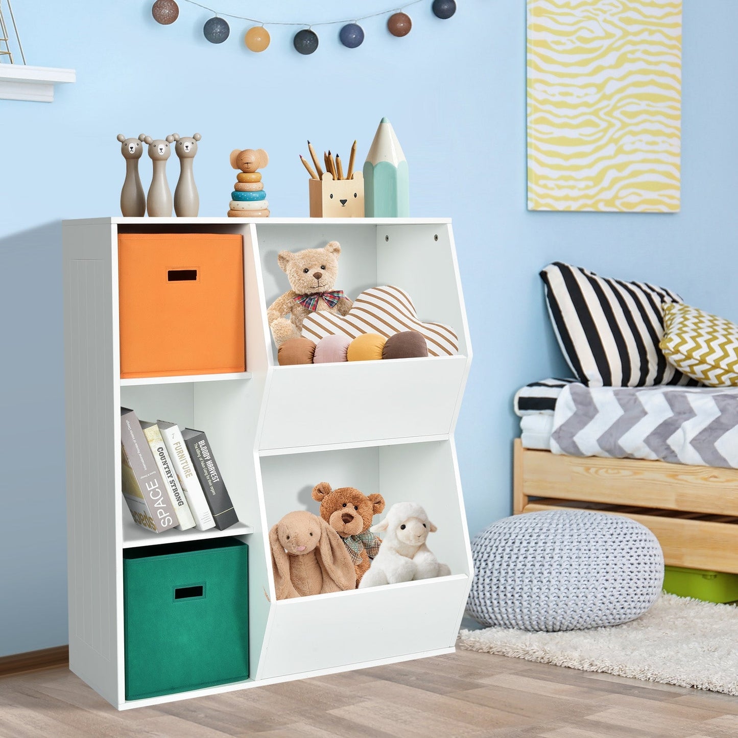 Multicolor Kids Toy Storage Cabinet Organizer