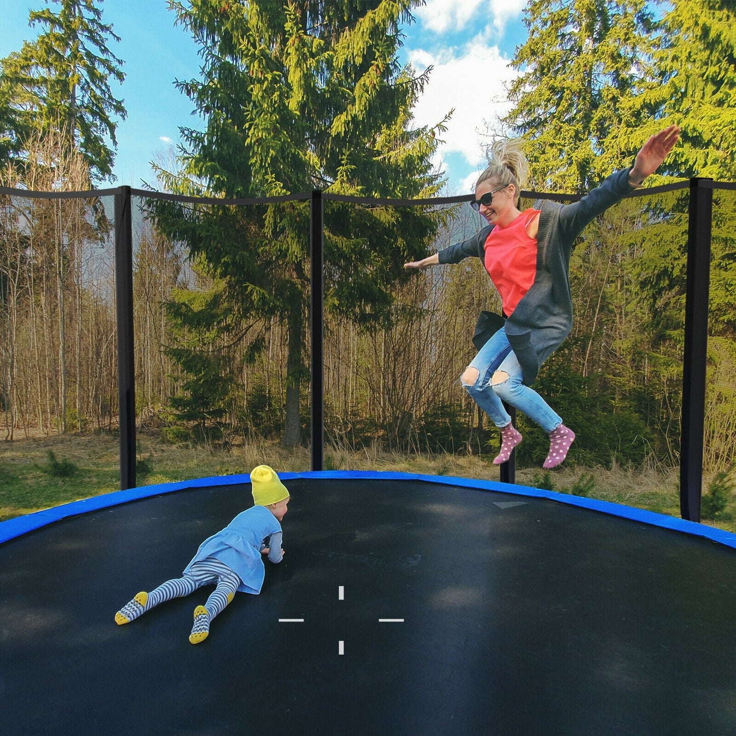 Premium Outdoor Trampoline with Safety Net and Ladder - 8 to 16 Feet