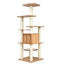 7-Layer Wooden Cat Tree with Sisal Posts and Condo - Natural