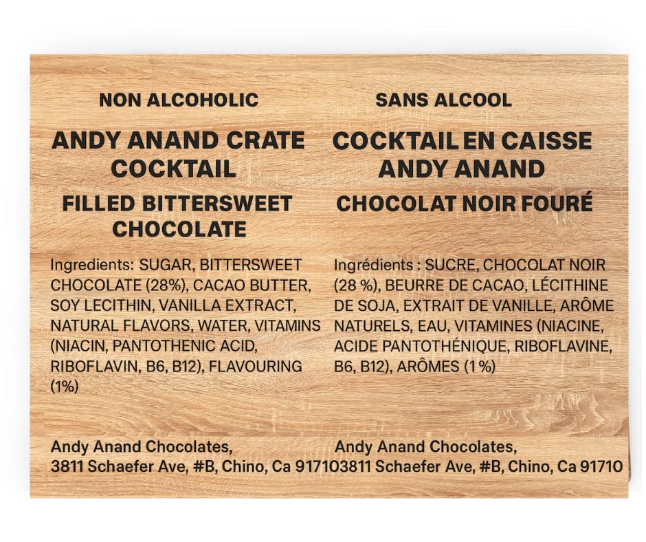 Chocolat Noir Végan Aromatisé aux Cocktails Andy Anand - 18 Pièces