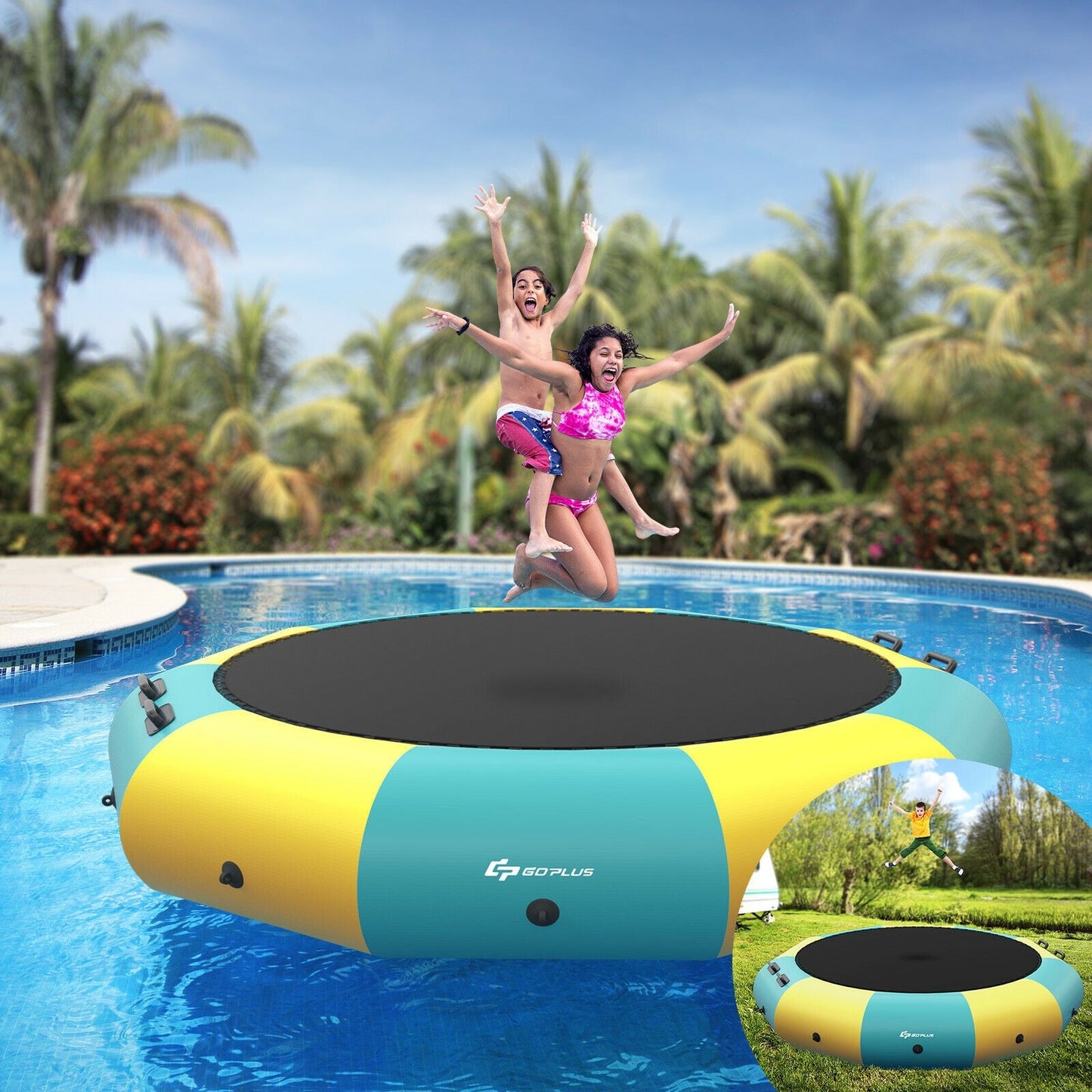 Bouncer aquatique gonflable rembourré de 12 pieds - Jaune