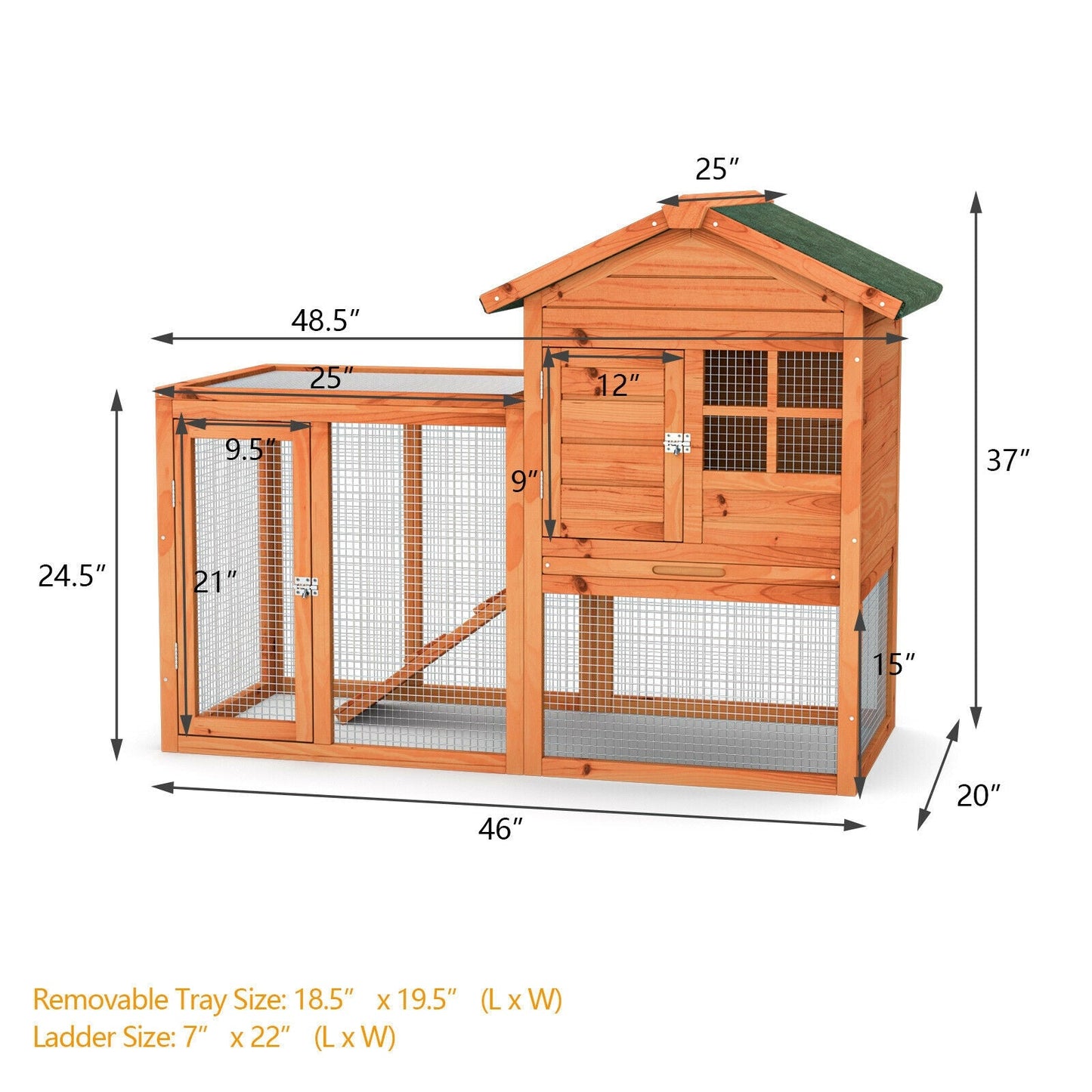 Premium 2-Story Wooden Rabbit Hutch with Running Area