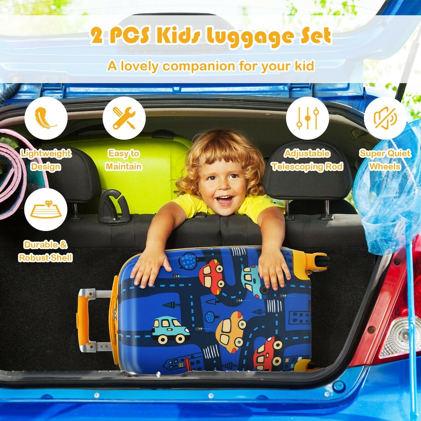 2-Piece Kids Luggage Set: Suitcase & Backpack for Travel