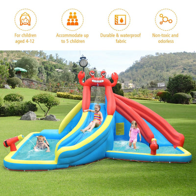 Château Gonflable avec Toboggan Aquatique et Canon à Eau