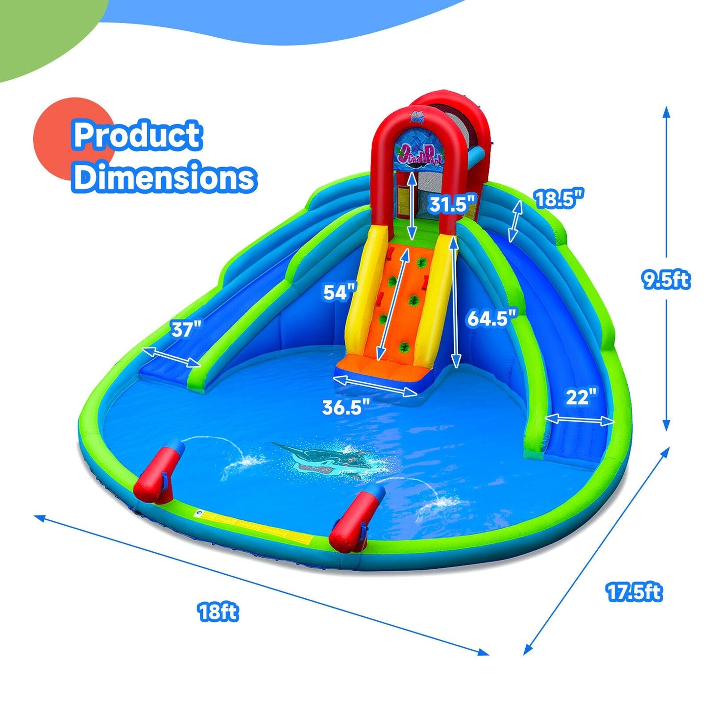 Inflatable Waterslide Bounce House with Upgraded Handrail