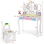 Ensemble de table de maquillage princesse pour enfants avec chaise - Blanc