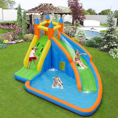 Casa de Rebote Inflable para Niños con Tobogán de Agua y Ventilador