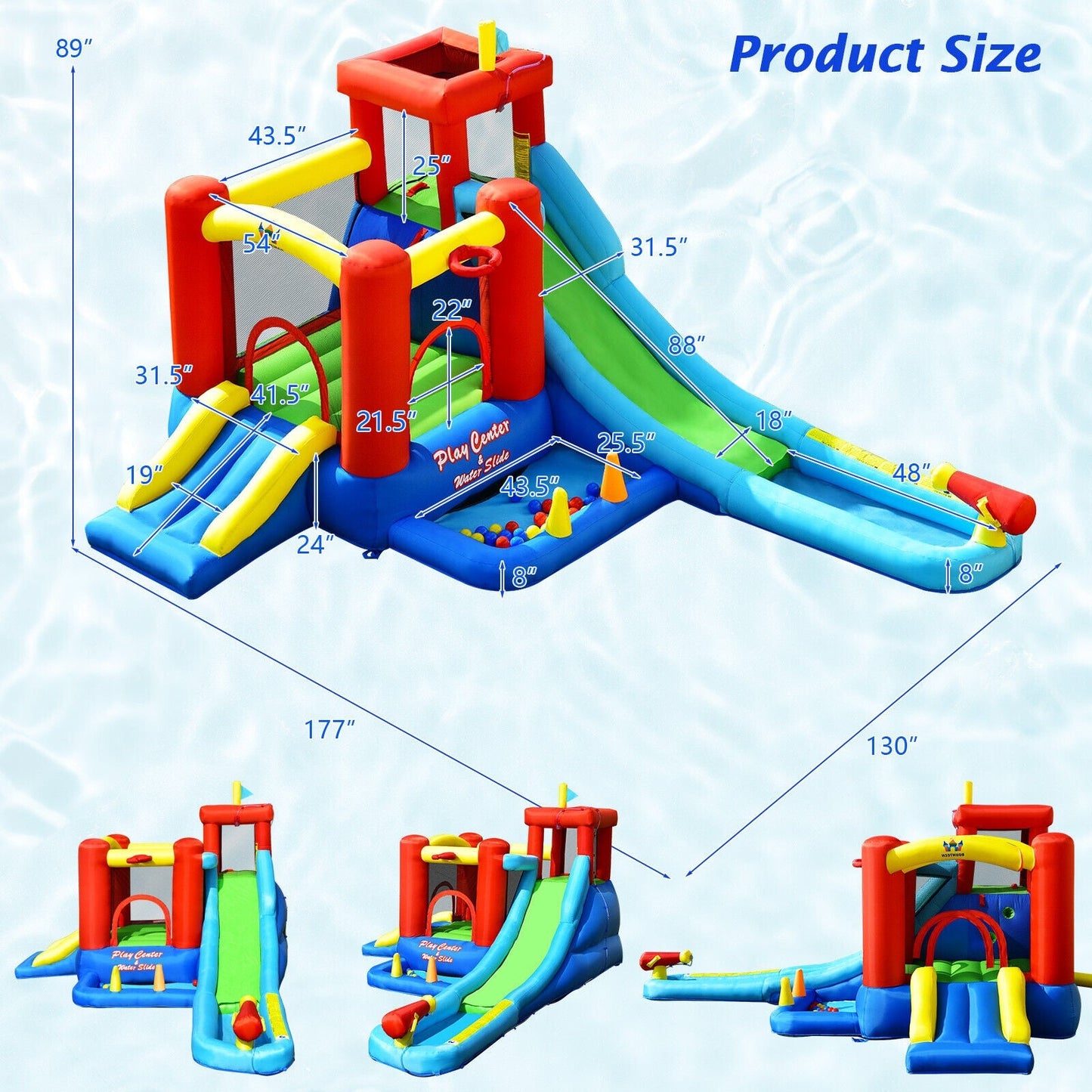 Maison de saut et toboggan gonflable pour enfants 9-en-1