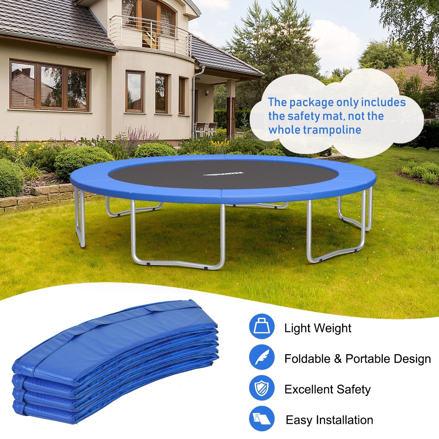 Housse de sécurité pour ressorts de trampoline de 8 pieds - Bleu