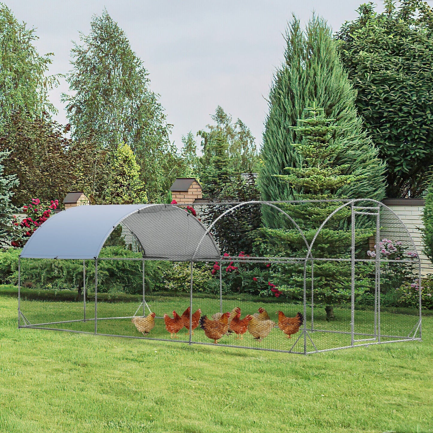 Gbruno Large Metal Chicken Coop Dome Cage - Galvanized Outdoor Enclosure