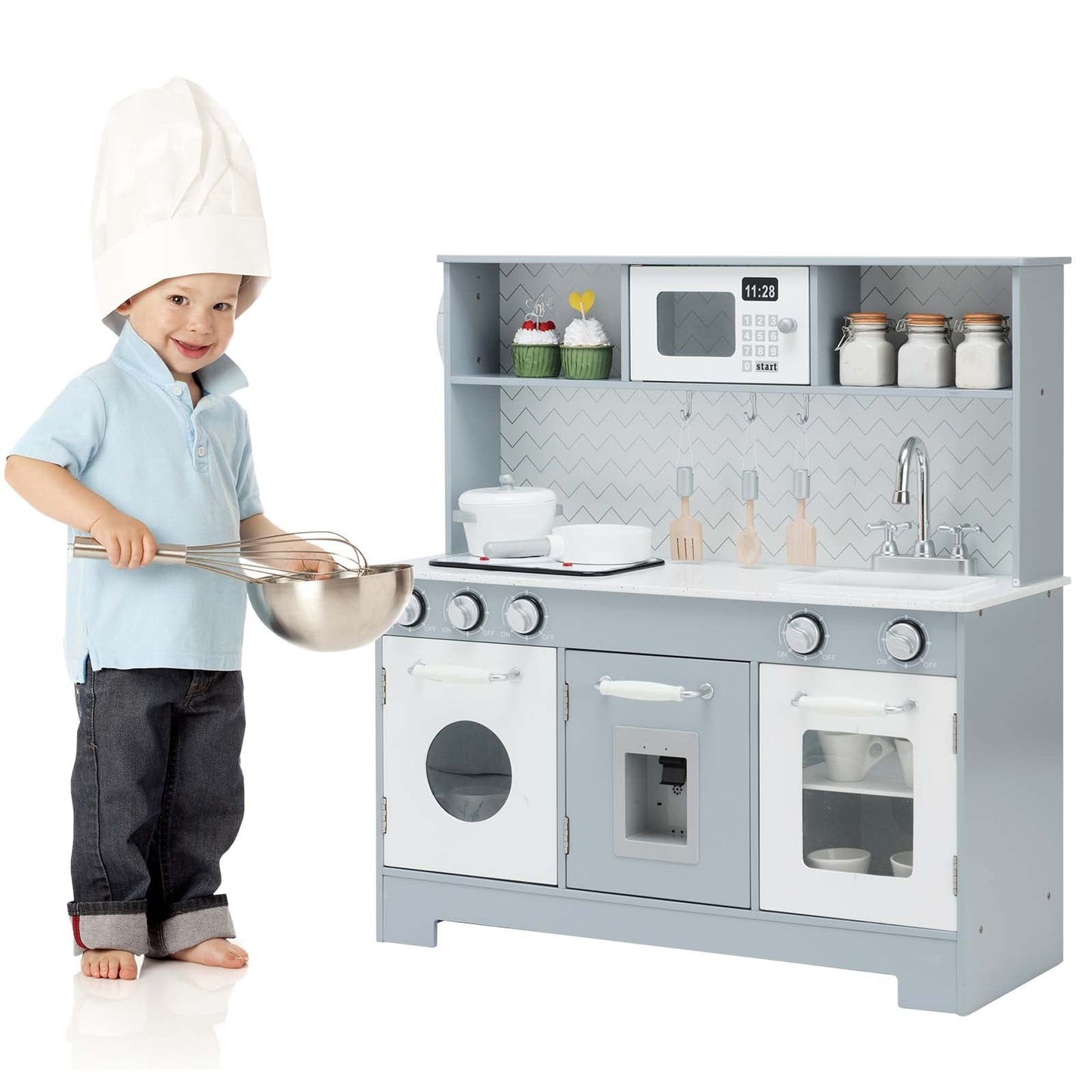 Set de cuisine en bois pour jeu de rôle avec lumière et son