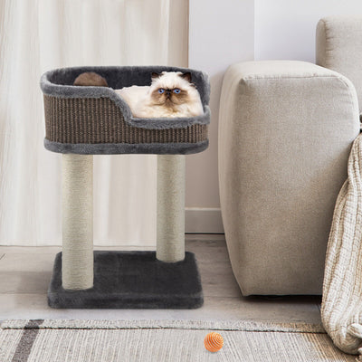 Árbol de Escalada para Gatos de Múltiples Niveles con Perchero de Felpa - Gris