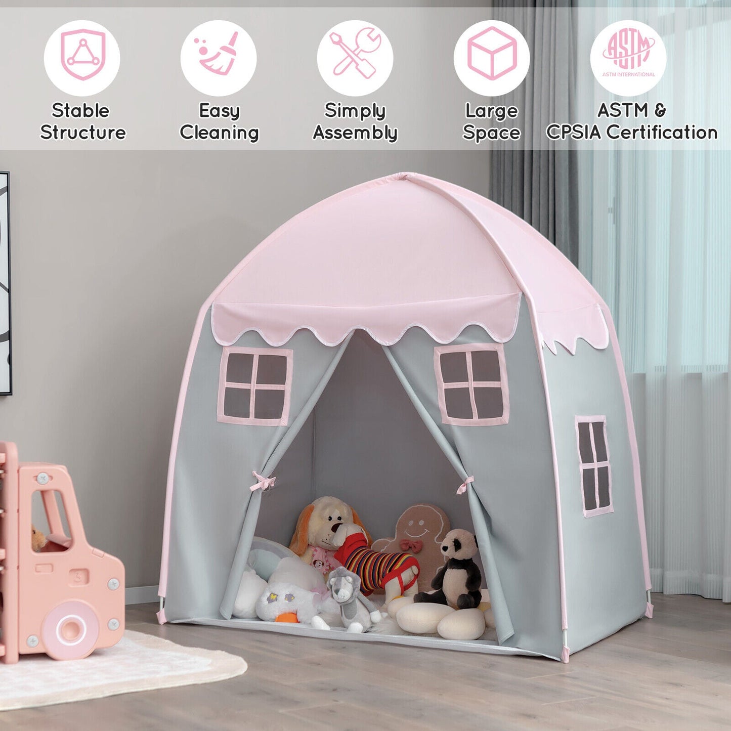 Gbruno Portable Indoor Kids Play Castle Tent - Pink