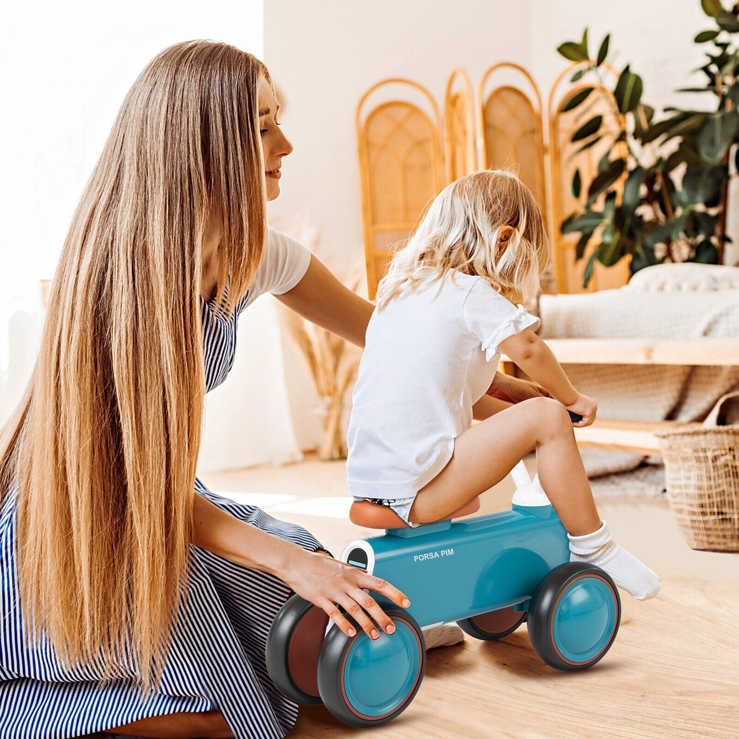 Bicicleta de Equilibrio para Bebés de 4 Ruedas - Azul