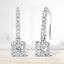 Pendientes colgantes de halo de diamantes redondos en oro blanco de 14 quilates