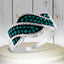 .925 Sterling Silver Treated Blue Diamond Cocktail Ring - Size 6-3/4