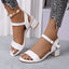 Sandales à Talon Bas en Cuir Véritable pour Femmes avec Bride à Boucle