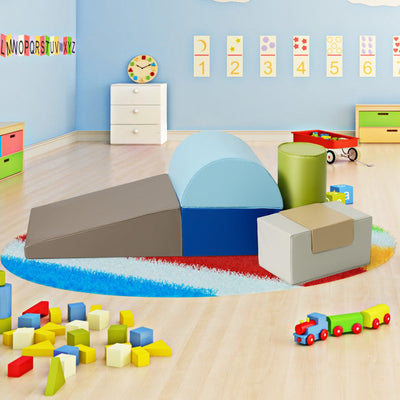 6 Piece Climb Crawl Play Set for Babies and Toddlers - Gray